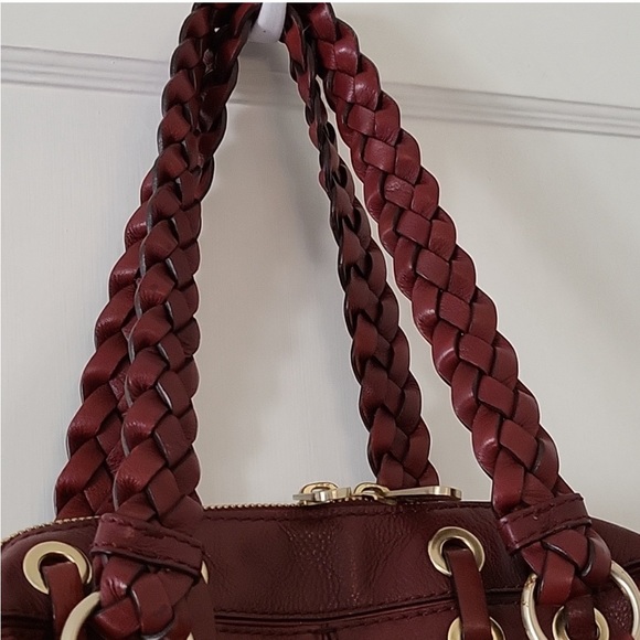 Michael Kors Astor Burgundy Leather with Goldtone Grommets Shoulder Bag - Picture 2 of 11